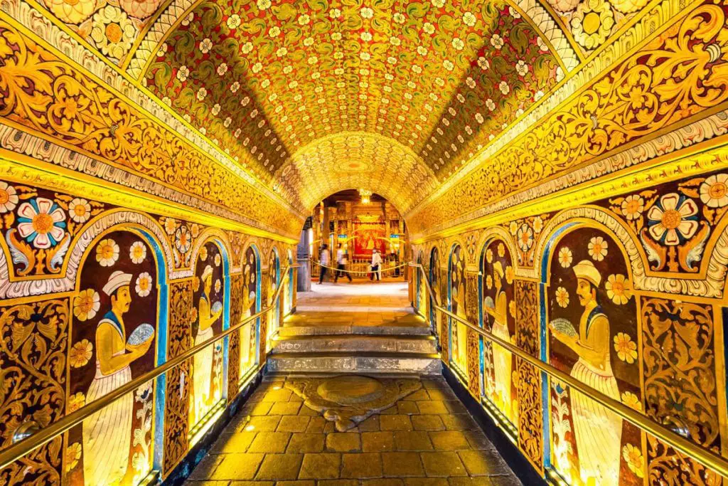 passageway of the palace in temple of tooth relics Sri Lanka
